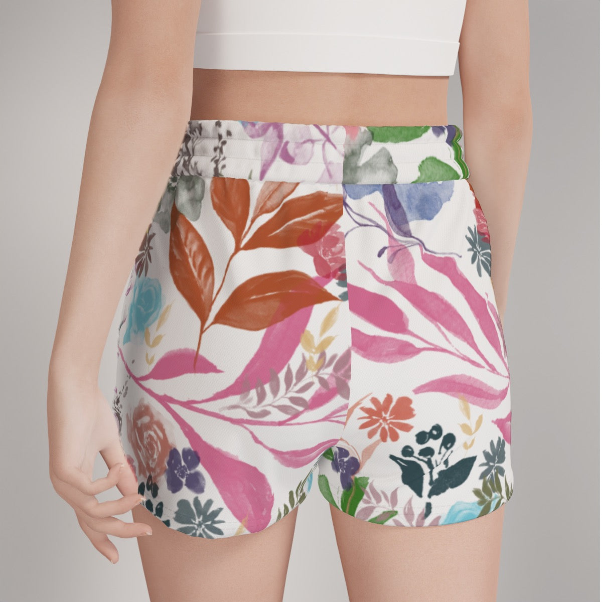 Multicolor white Casual Shorts. Design hand-painted by the Designer Maria Alejandra Echenique