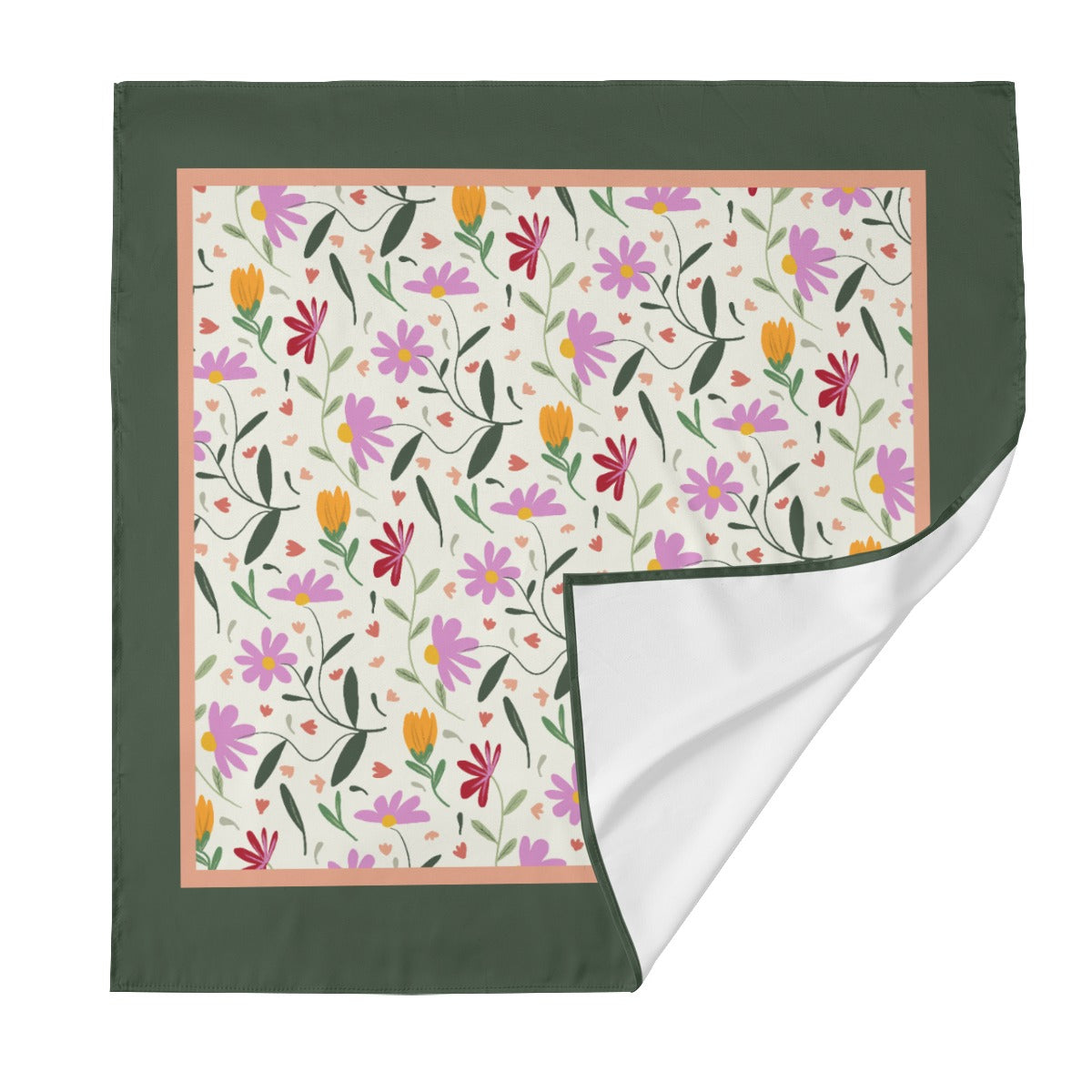Botanical Off-White Silk Scarf. Pattern hand-painted by the Designer Maria Alejandra Echenique