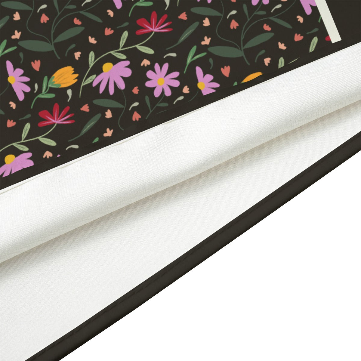 Botanical Black Silk Scarf. Pattern hand-painted by the Designer Maria Alejandra Echenique