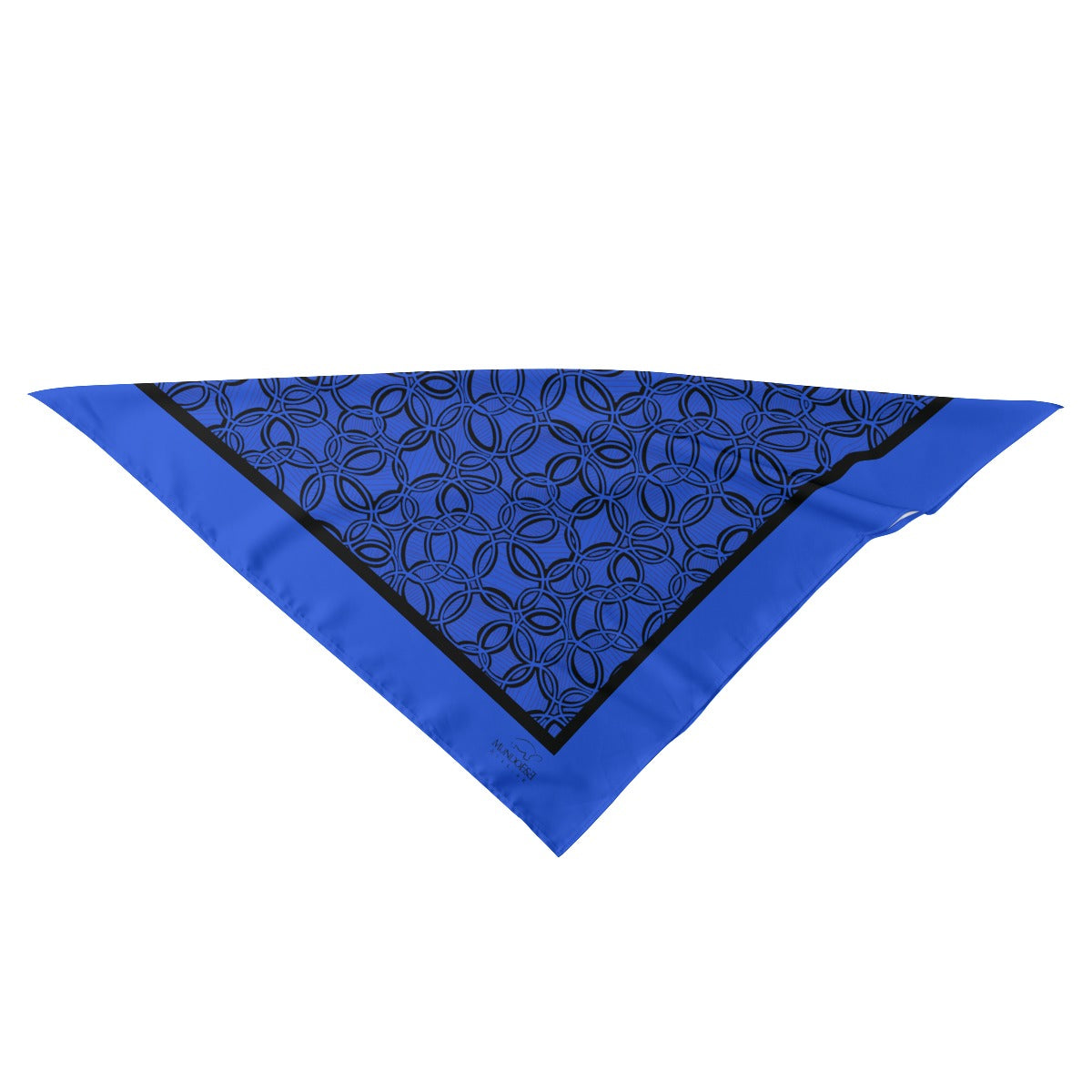 Geometric Blue & Black Geometric Silk Scarf. Design hand-painted by the Designer Maria Alejandra Echenique