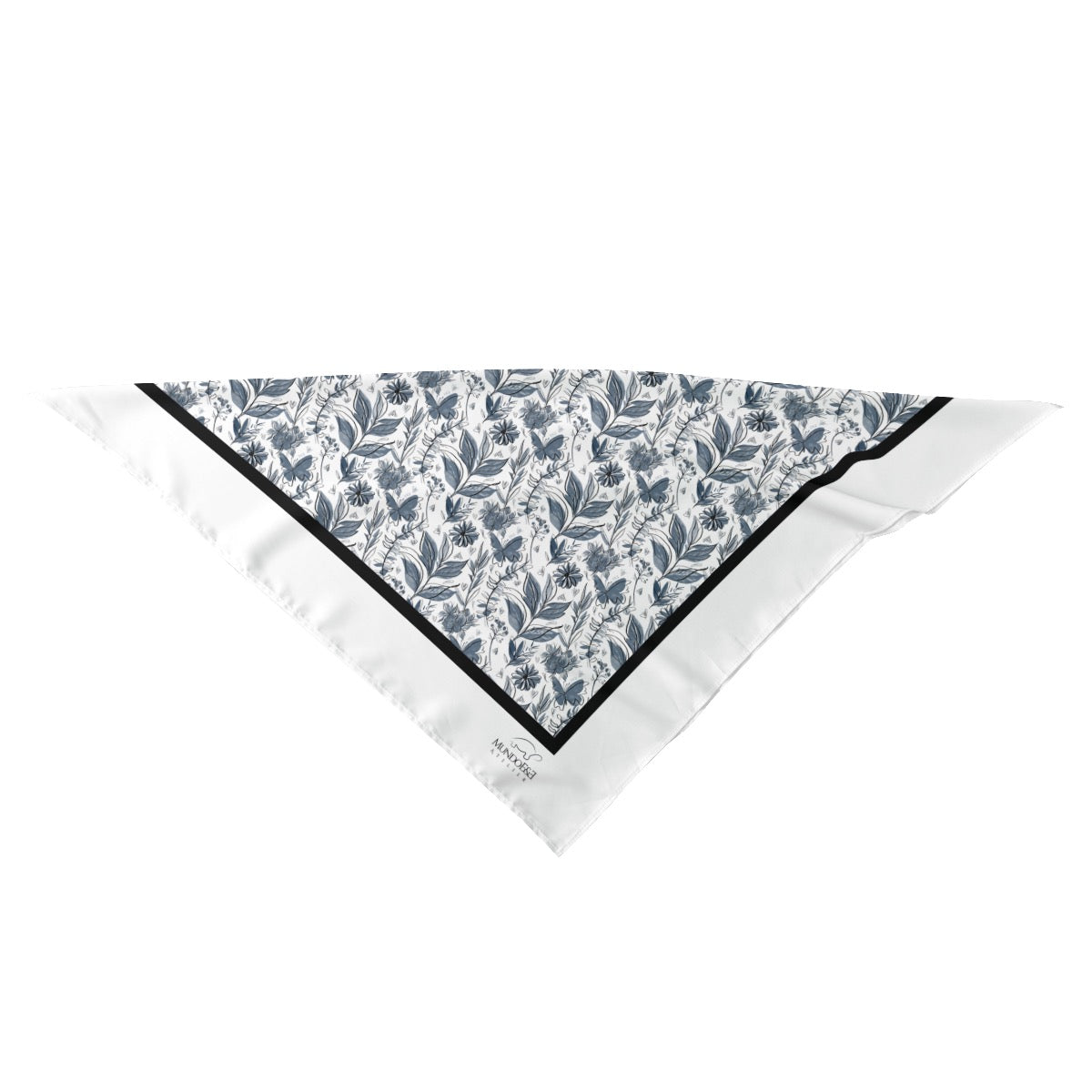 Watercolor White and Blue Silk Scarf. Houston Collection. Design hand-painted by the Designer Maria