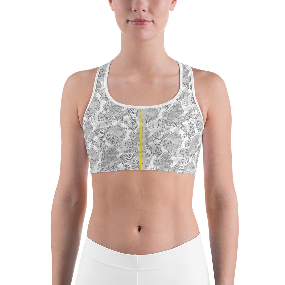 Grey & Yellow Paisley Sports bra