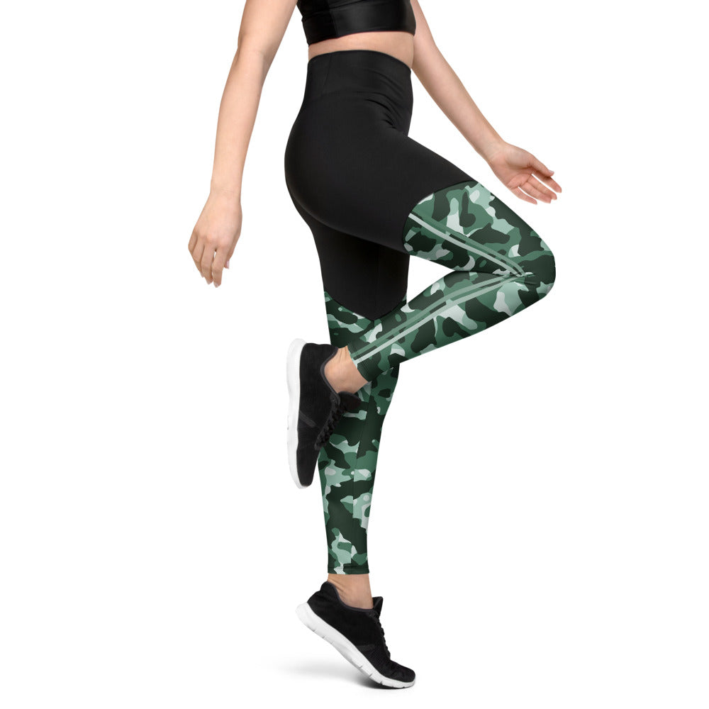 Green Camo Sports Leggings - Yoga Pants